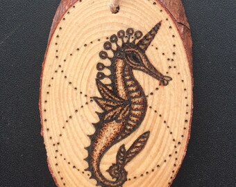 Seahorse Woodburning Ornament