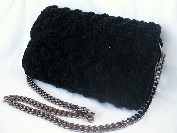 Crochet Handmade Shoulder Bag Crochet Velvet Bag Crochet Tote Bag