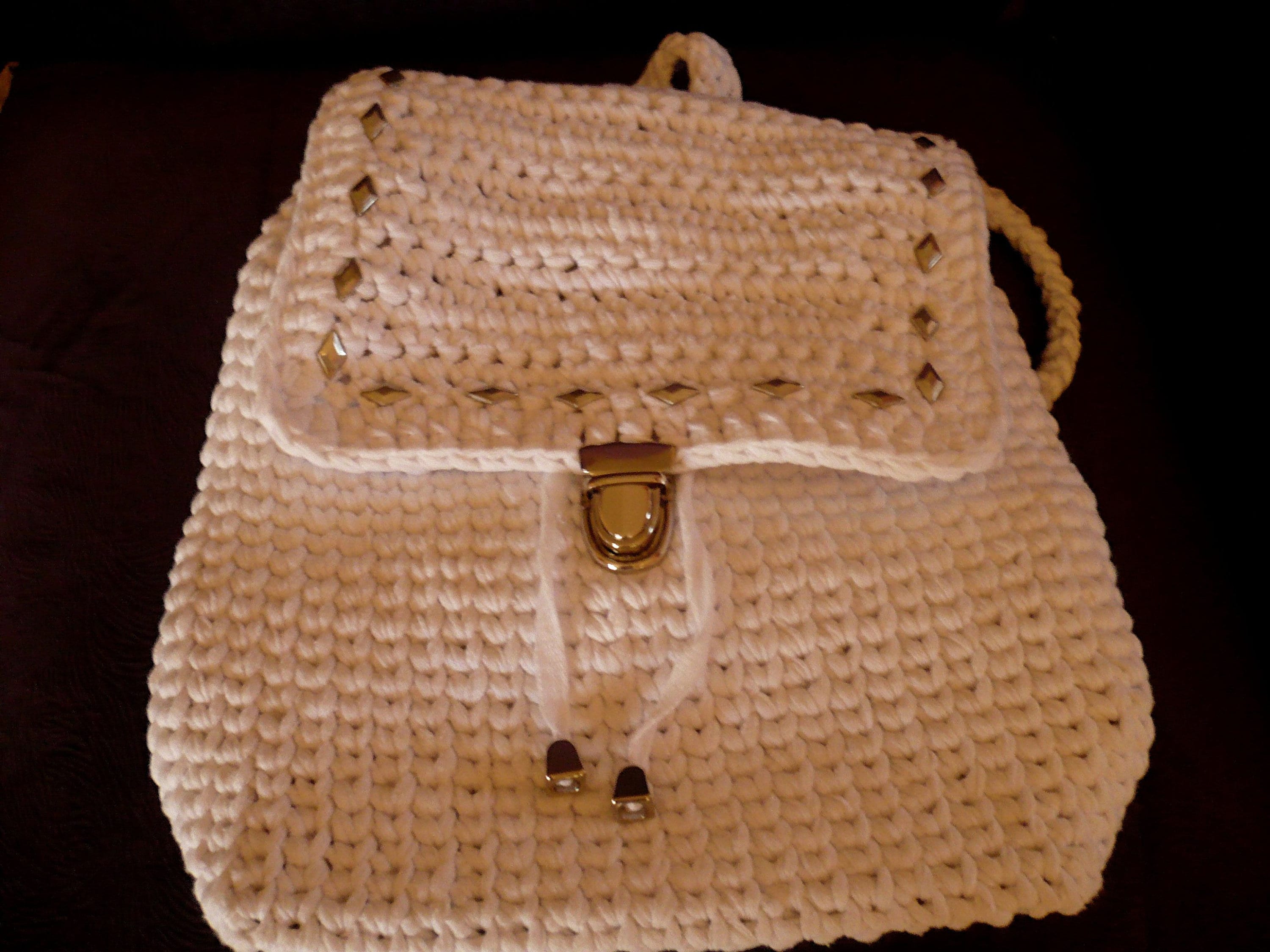 Crocheted White Colored Backpack, Handmade Backpack,perfect Gift, All ...
