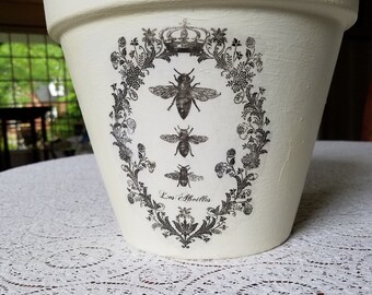 10" Hand Decorated French Flower Pot