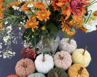 Rustic Crochet Pumpkin: Chunky Fall Decor with Cinnamon Stick Stem