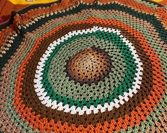 Scrap Yarn Granny Square Blanket | Handmade Crochet Throw, Cozy Home Decor
