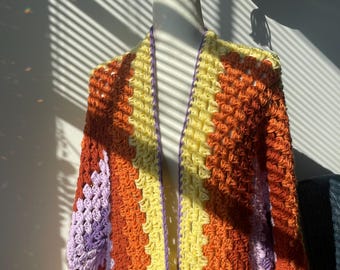 Handmade Granny Hexagon Crochet Cardigan | Cozy Crochet Sweater | Oversized
