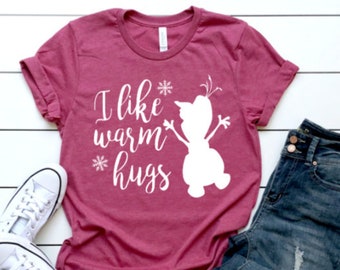 Me gusta camisa Warm Hugs, camisa Disney para mujer, camisas Disney, camisa congelada 2, camisa Olaf, camisas congeladas
