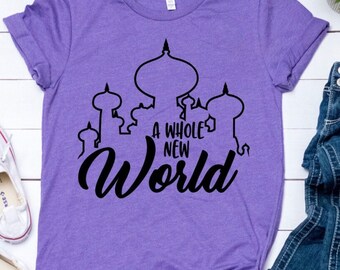 Aladdin Shirt, Jasmine Shirt, Vrouwen Disney Shirt, Disney Trip Shirt, Magic Kingdom, Disney Vakantie, Kid's Disney Shirt, Een Hele Nieuwe Wereld