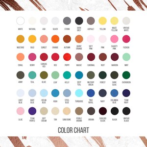 May include: Color chart with 64 different color swatches. The swatches are arranged in rows and columns, with each color labeled with its name. The colors range from white to black, and include shades of red, orange, yellow, green, blue, purple, and brown.