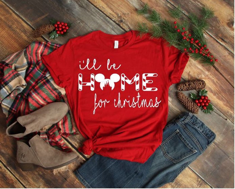 Women/'s Disney Shirt I/'ll Be Home For Christmas Disney Christmas Shirt Mickey/'s Very Merry Christmas Party
