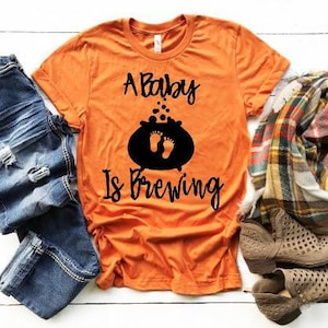 A Baby Is Brewing Shirt, Halloween Shirt, Pregnancy Announcement Shirt, Halloween Baby Announcement, Halloween Pregnancy Shirt