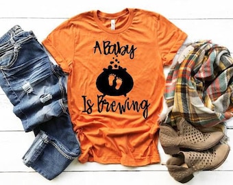 A Baby Is Brewing Shirt, Halloween Shirt, Pregnancy Announcement Shirt, Halloween Baby Announcement, Halloween Pregnancy Shirt
