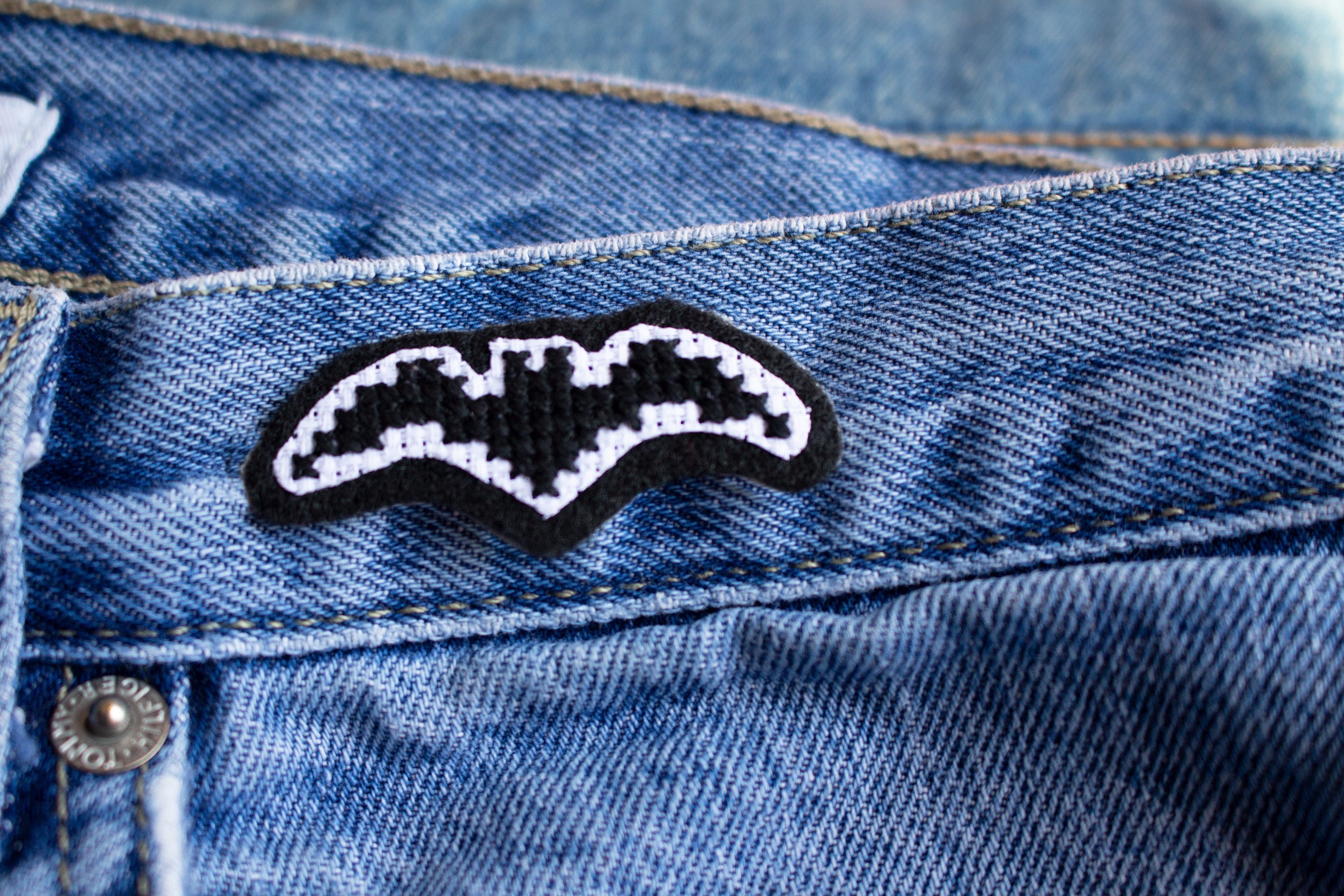 Mini Bat Cross Stitch Patch Etsy