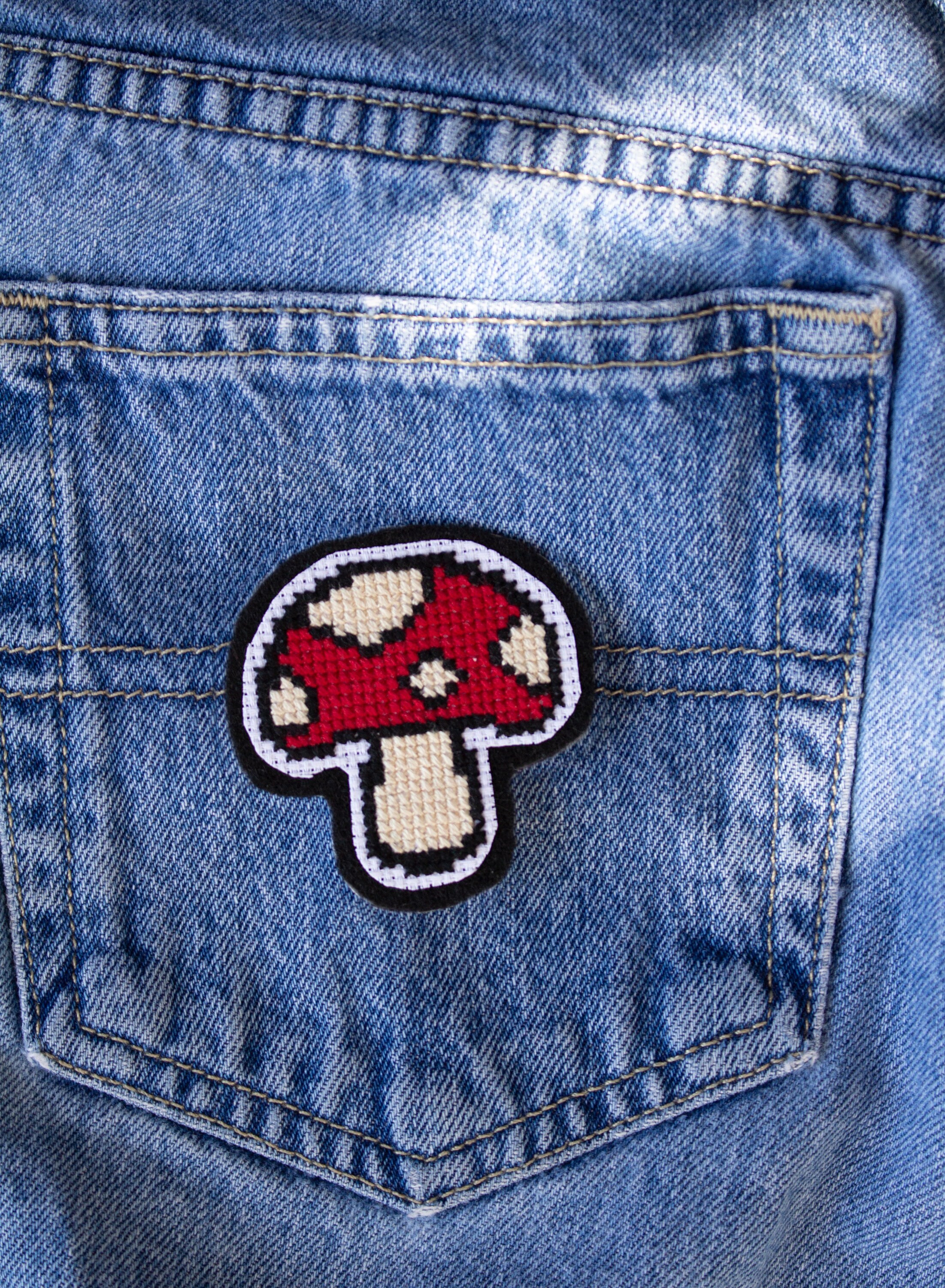 Mushroom Cross Stitch Patch Etsy