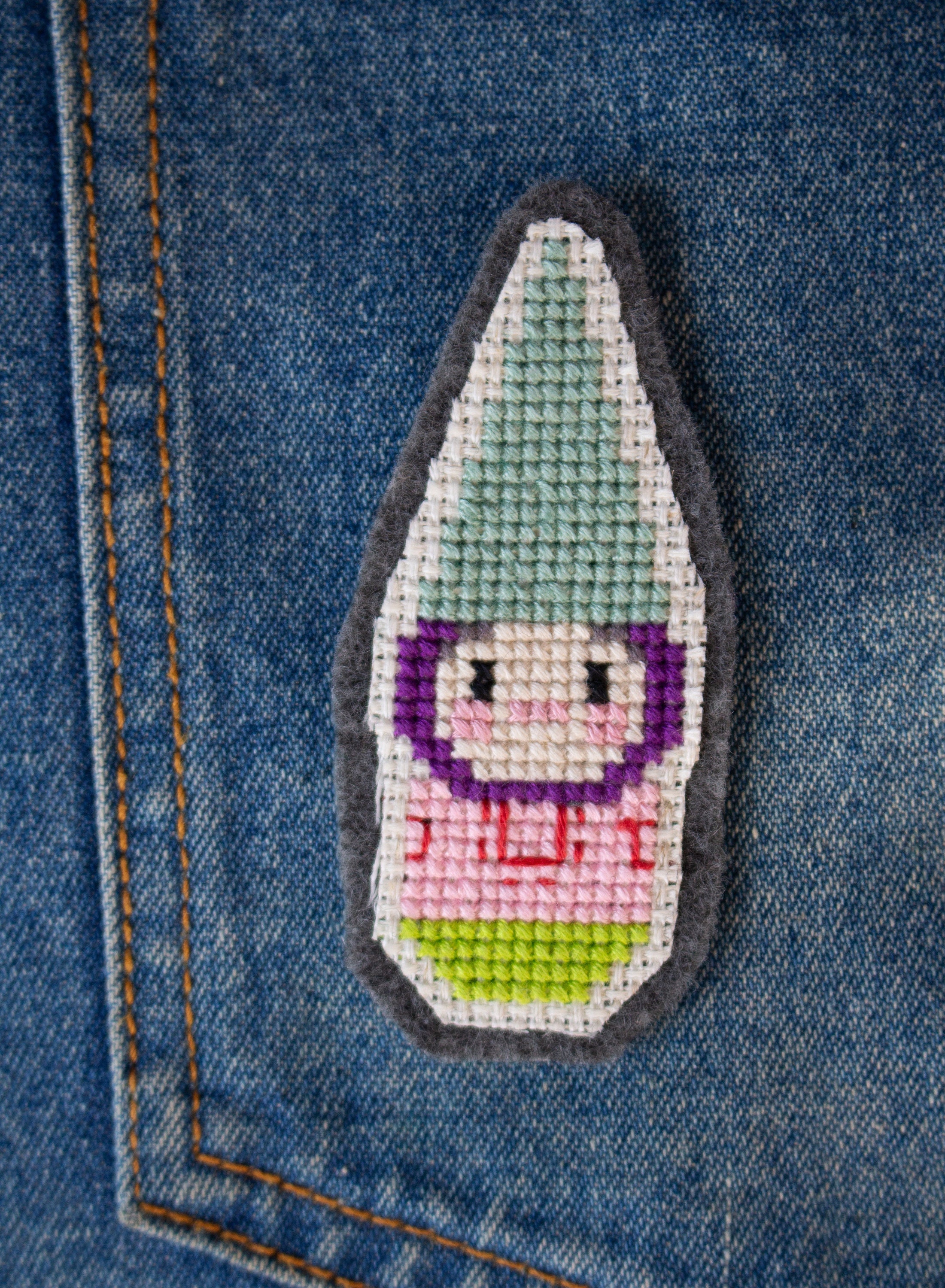 Gnome Cross Stitch Patch Etsy