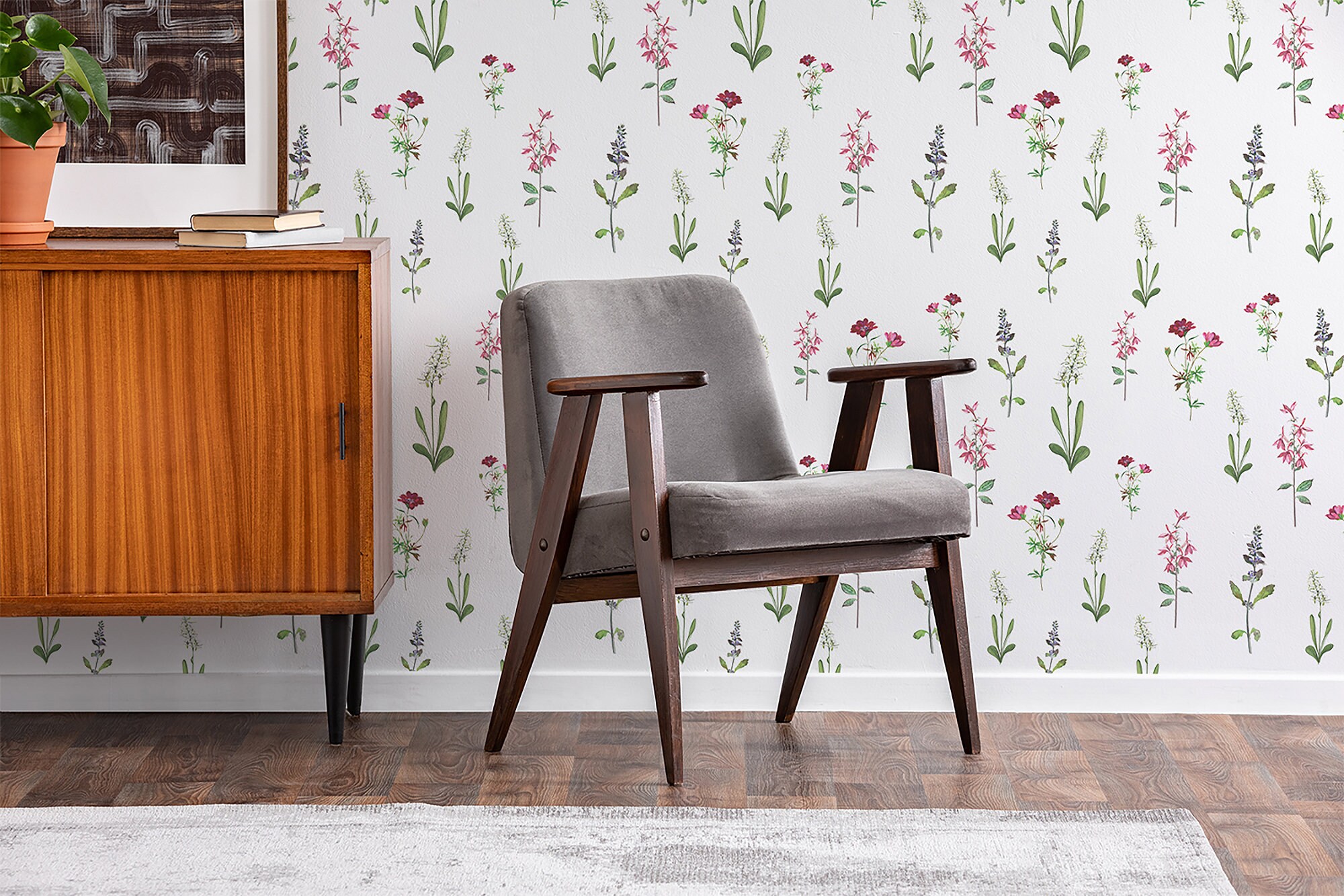 Botanical Flowers Peel and Stick Wallpaper Removable | Etsy
