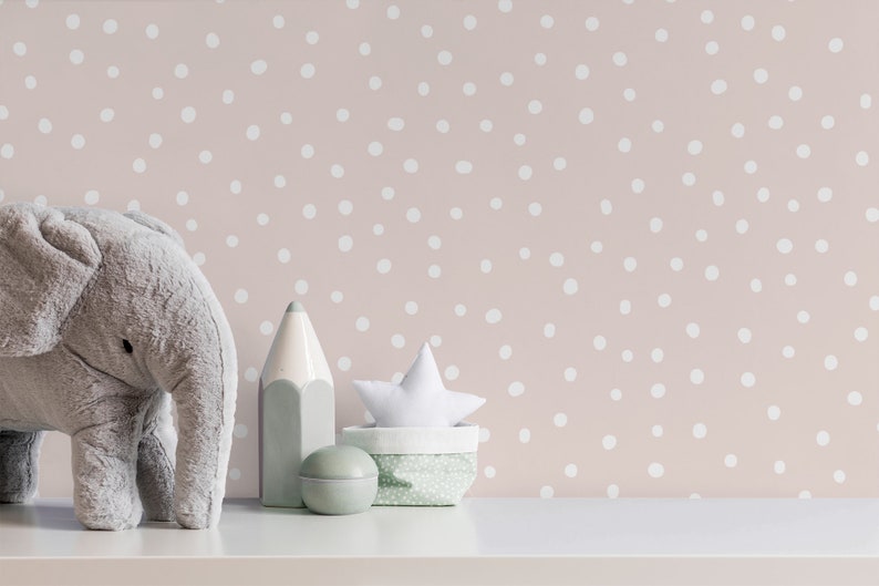Pink & White Polka Dot Peel and Stick Wallpaper Removable Etsy