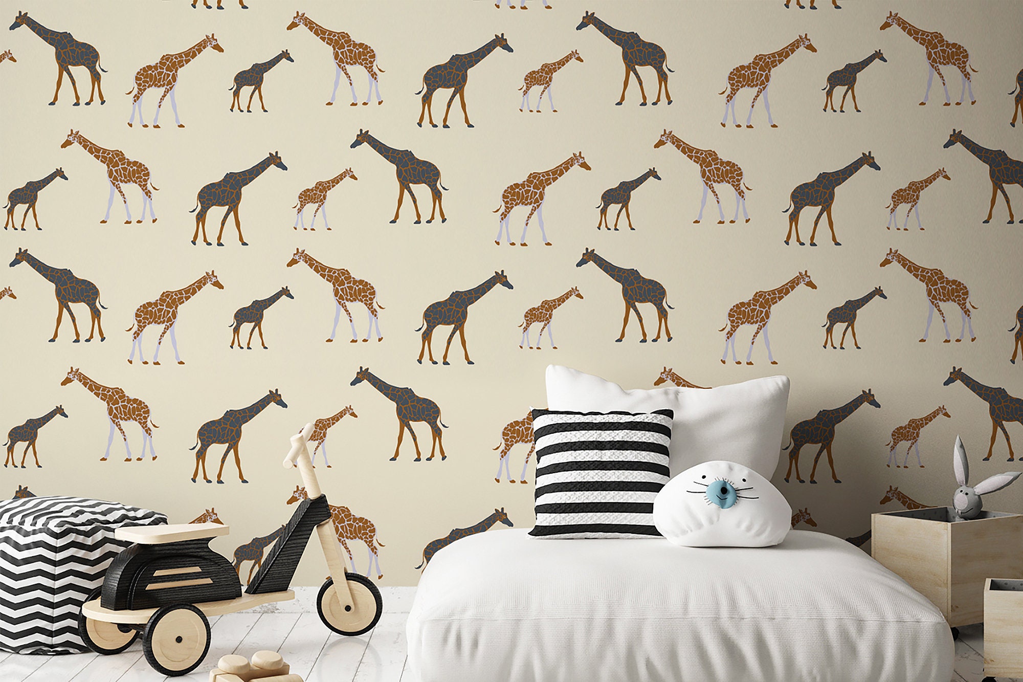 Giraffe Peel and Stick Wallpaper For Nursery Zoo Animal Print | Etsy