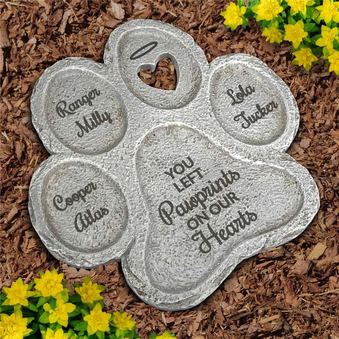 Personalized Dog Memorial Paw Print Stone, Sympathy Stone for Dogs ...
