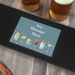 Any Message Drinkware with Bubbles Bar Mat, Customized Bar Mat, Home Bar Accessories, Fathers Day Present, Beer Coaster -pgsU20941132