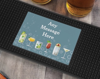 Any Message Drinkware with Bubbles Bar Mat, Customized Bar Mat, Home Bar Accessories, Fathers Day Present, Beer Coaster -pgsU20941132