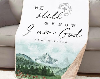 Be Still and Know Blanket, Psalm 46:10 Sherpa Throw, Christian Bible Verse Gift, Faith-Based Home Decor, Inspirational Cozy Blanket