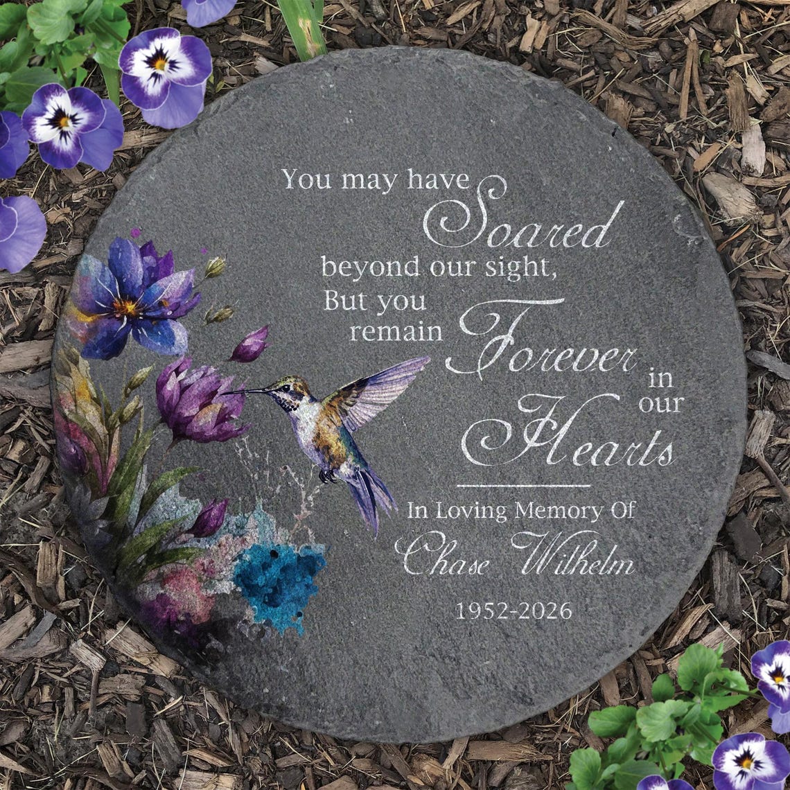 Personalized Hummingbird Memorial Slate Stone – Custom Sympathy Garden ...