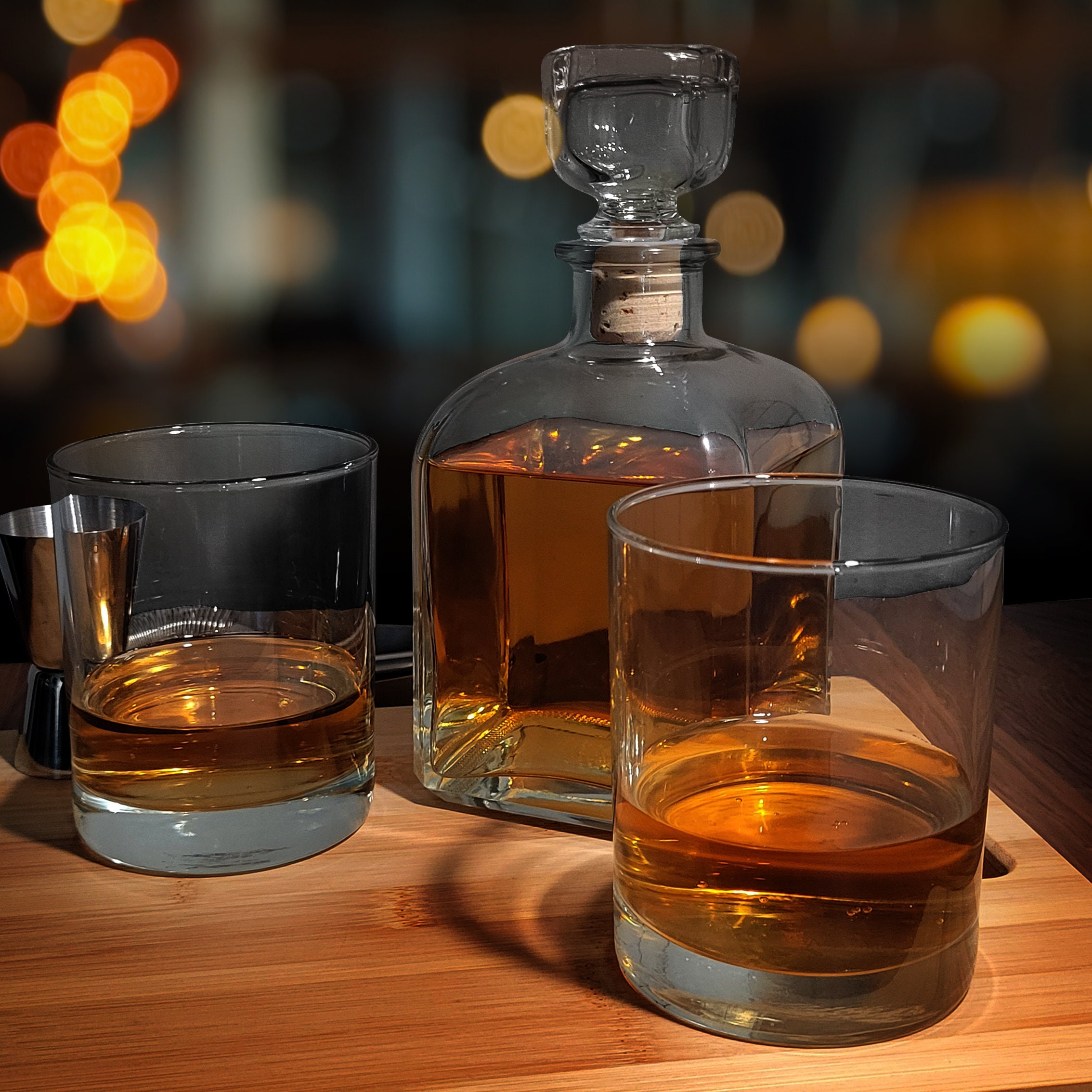 Engraved Initial and Name Decanter and Rocks Glass Set, Whiskey Glasses ...