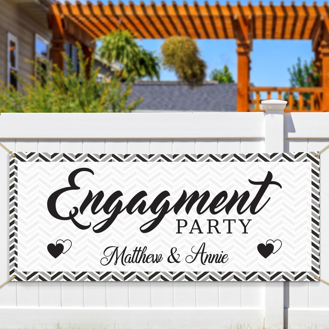 Personalized Engagement Party Banner, Couples Engagement Banner