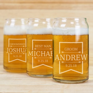 Wedding Party with Arrow Personalized Beer Can Glass 16oz, personalized bridal party gift, wedding party favor, headtable -pgsL13329118