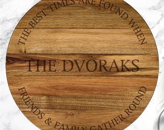 Engraved Gather Round Lazy Susan | 16" Rotating Tray | Custom Susan | Christmas Gift | Kitchen Decor | Housewarming Gift
