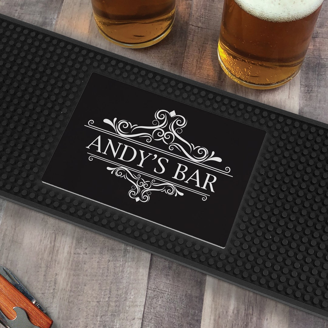 Personalized Elegant Bar Style Bar Mat, Customized Bar Mat, Home Bar