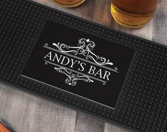 Personalized Elegant Bar Style Bar Mat, Customized Bar Mat, Home Bar Accessories, Fathers Day Present, Beer Coaster -pgsU17962132