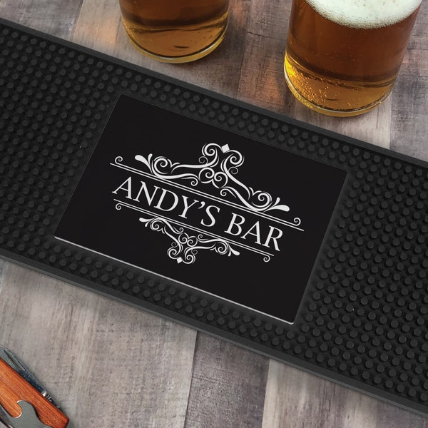 Personalized Elegant Bar Style Bar Mat, Customized Bar Mat, Home Bar Accessories, Fathers Day Present, Beer Coaster -pgsU17962132