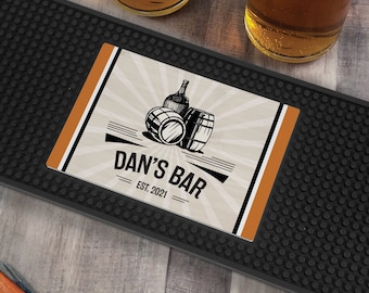 Personalized Custom Barrel Bar Mat, Customized Bar Mat, Home Bar Accessories, Beer Coaster, Fathers Day Gift For Beer Lovers -pgsU13827132