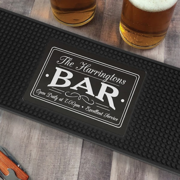 Personalized Open Daily at Style Bar Mat, Open's Daily, Customized Bar Mat, Bar Accessories, Fathers Day Present, Beer Coaster -pgsU20784132