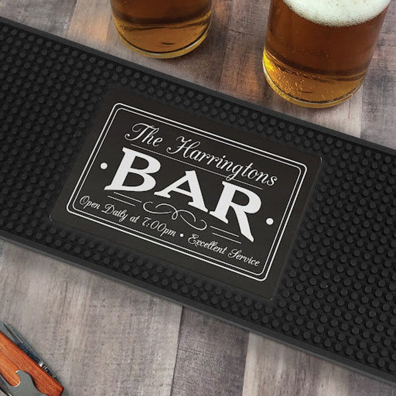 Personalized Open Daily at Style Bar Mat, Open's Daily, Customized Bar Mat, Bar Accessories, Fathers Day Present, Beer Coaster pgsU20784132 image 1