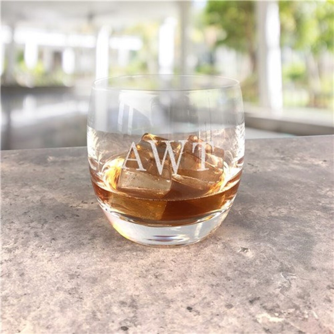Engraved Monogram Whiskey Glass, Gifts for Whiskey Lovers, Personalized