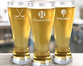 Custom Beer Glass For Coach, Engraved Sports Custom Message Glass, Baseball Gift, Dad Gifts, Football Cup, Golf Drinkware, Pickleball