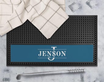 Tapete de barra personalizado con el nombre de la familia, tapete de barra rectangular a medida, decoración para bar en casa, accesorio de cocina, regalo de boda, tapete de barra único, regalo de Navidad