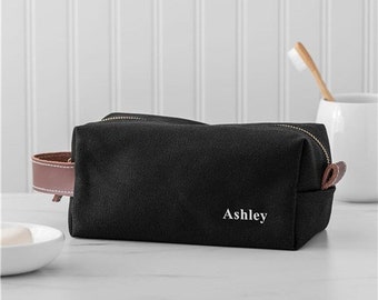 Embroidered Name Canvas Dopp Kit, Personalized Hand Bag, Custom Embroidered Travel Bag, Traveling Gifts, wedding party gift -pgsE19084528