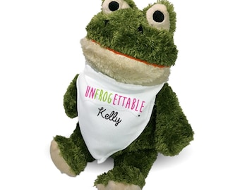 Personalized Frog Plush, Gift For Girlfriend, Soft Stuffed Green Frog For Her, Anniversary Gift, Gift For Him, Frog Lover