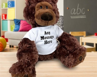 Personalized Brown Bear, Custom Message Stuffed Bear, Birthday Gift