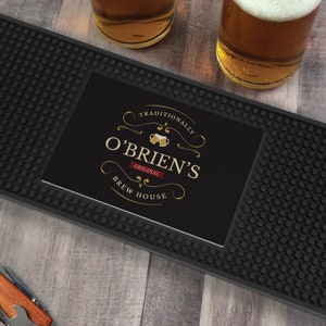 Personalized Traditionally Brewed Bar Mat, Customized Bar Mat, Home Bar Accessories, Beer Coaster, Fathers Day Gift -pgsU13271132