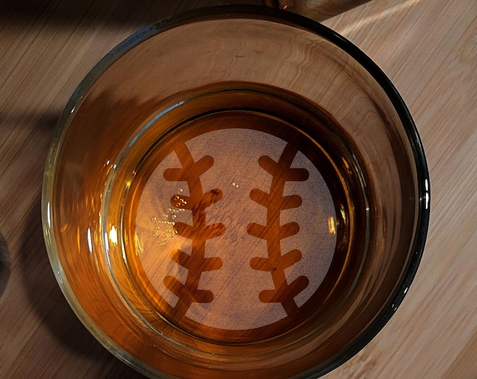 Engraved Sports Whiskey Glass, Football Glass, Baseball Gifts, Gifts For Men, Bourbon Gifts, Birthday Gift For Him, Custom Bottom Engraving