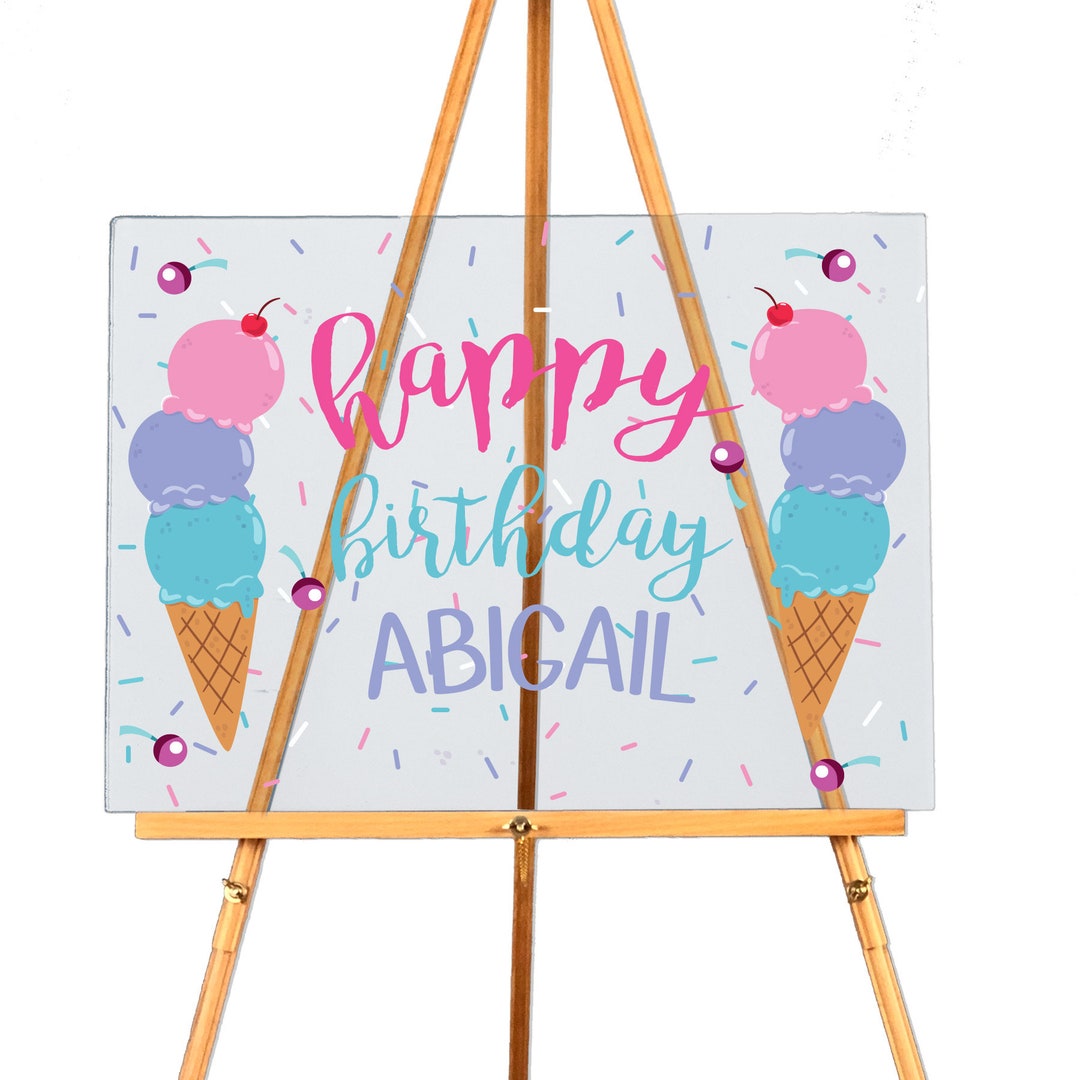 Personalized Ice Cream Birthday Acrylic Sign, Birthday Party, Party