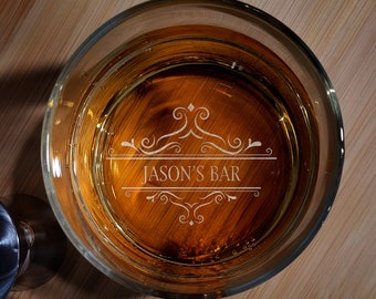 Personalized Whiskey Glass, Custom Message Engraved On The Bottom, Gifts For Men, Bourbon Gifts, Graduation Gifts, Birthday Gift, Home Bar