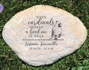 Personalized Cardinal Memorial Garden Stone, Outdoor Bereavement, Loss of Loved One Sympathy Gift
