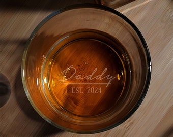 Dad Established Engraved Whiskey Glass, Custom Father's Day Glass, Gift For Dad, Grandpa, Gifts For Men, Whiskey Gift, Whiskey Glass For Dad