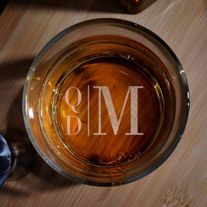 Personalized Whiskey Glass, Monogram Engraved On The Bottom, Gifts For Him, For Dad, Bourbon Glass, Father&#39;s Day Gift, Groomsman Proposal