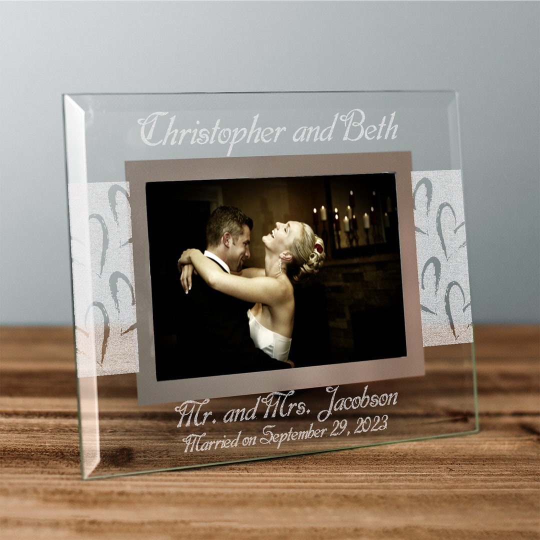 Couples Wedding Glass Picture Frame, Wedding Gift, Bride & Groom, Couples' Gift, Anniversary