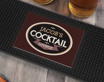 Personalized Cocktail Bar Bar Mat, Customized Cocktail Lounge Bar Mat, Home Bar Accessories, Beer Coaster, Fathers Day Gift, Bar Spill Mat