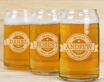 Custom Engraved Beer Can Glass